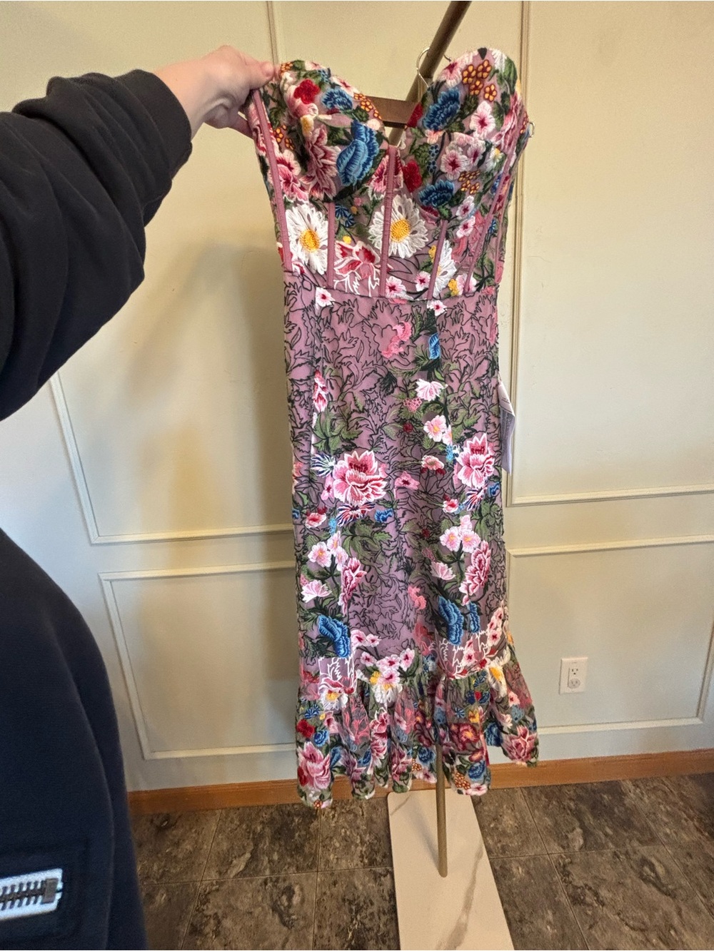 Dress the Population Strapless Floral Midi Dress MSRP $428 - Picture 2 of 6